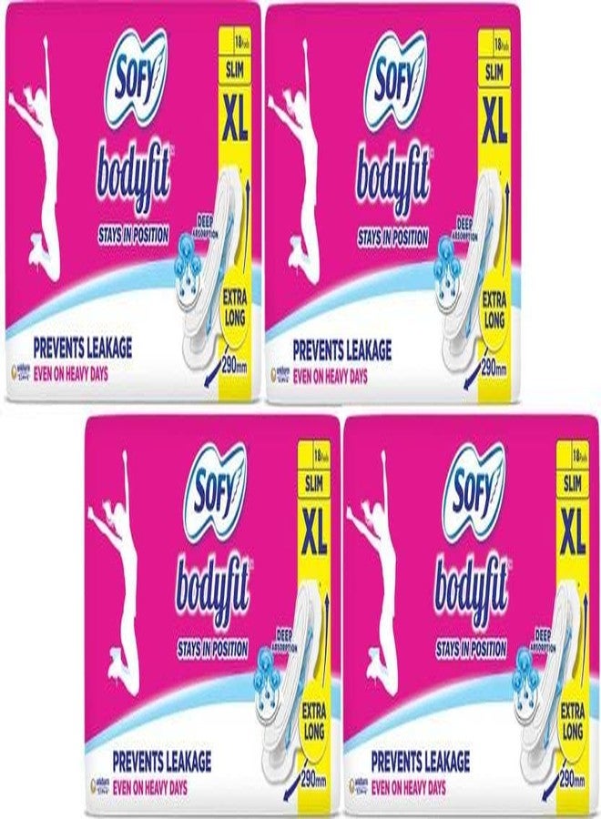 SOFY Bodyfit Extra Long - XL - (18+18+18+18 Count) Sanitary Pad (Pack of 4) - Image 1